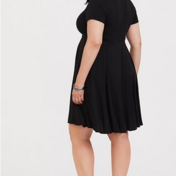 Torrid Black Challis Lace-Up Skater Dress - Picture 3 of 5